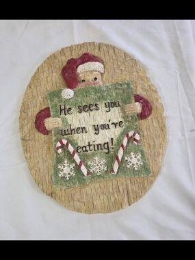 Rustic santa sees you when you eat christmas wall decor 9x8. Great gift
